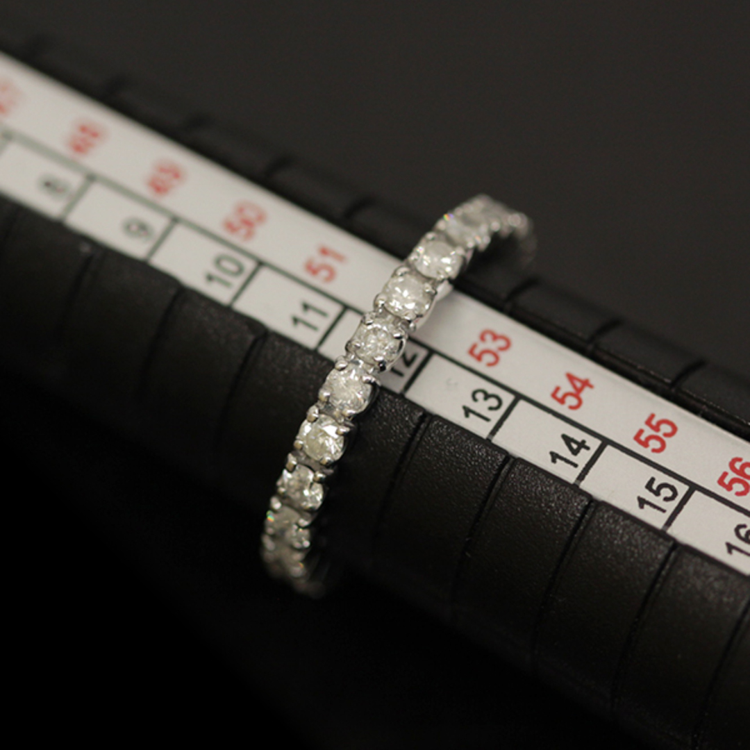 K18WG ハーフエタニティリング/11.5号 一文字 ダイヤモンド/2.1g ホワイトゴールド 指輪 ダイヤリング ジュエリー アクセサリー レディース