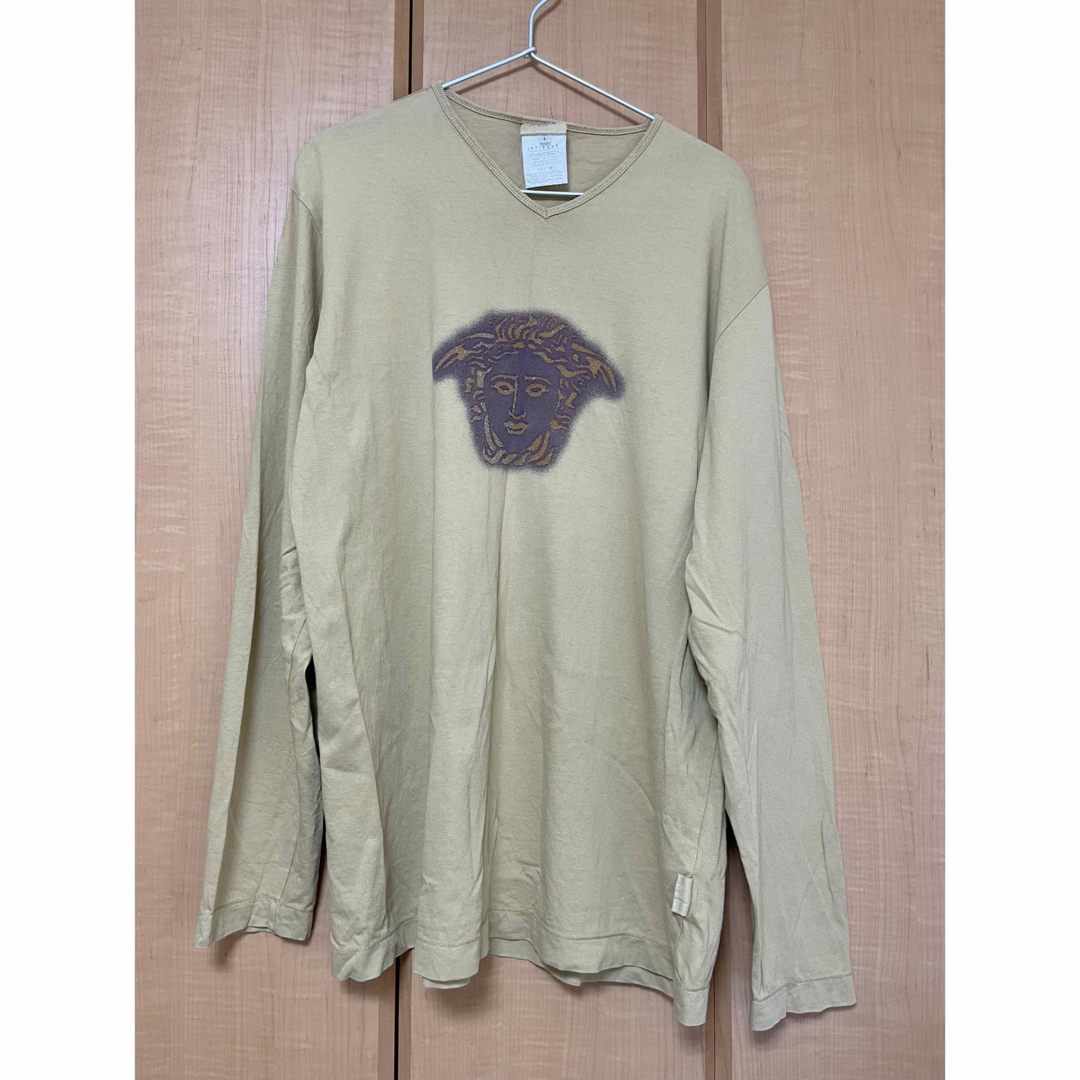 【VERSACE】ヴィンテージ メンズ 長袖 Tシャツ L カットソー 黄土色 7