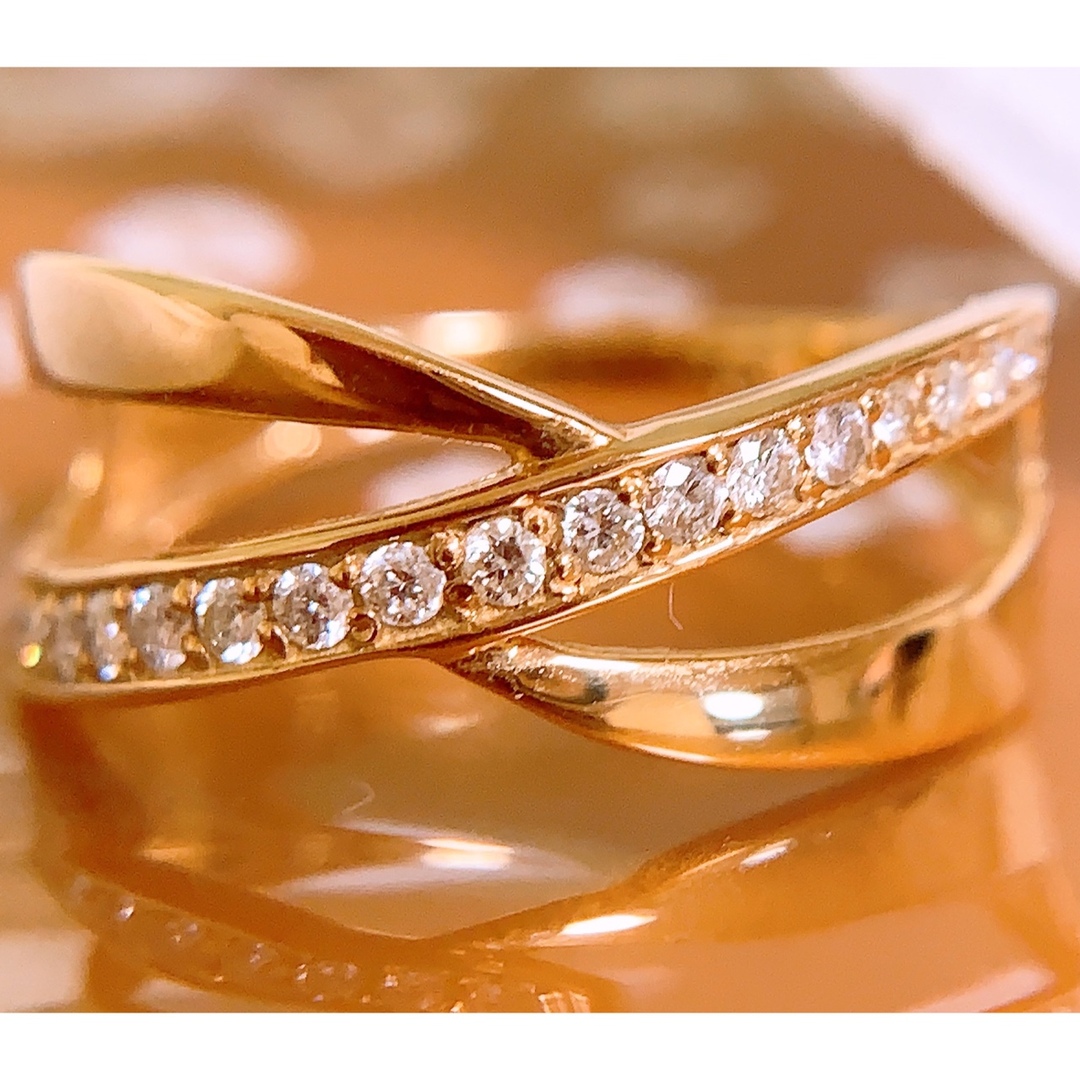 美品❗️D0.15CT✨k183連風ダイヤモンドリング k18ダイヤモンドリング