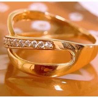 美品❗️D0.15CT✨k183連風ダイヤモンドリング k18ダイヤモンドリング