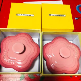 ルクルーゼ(LE CREUSET)のル・クルーゼ　お花　2個セット　ピンク　小皿(食器)