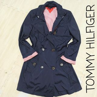 トミーヒルフィガー(TOMMY HILFIGER)の【トミーヒルフィガー】トレンチコート　レインコート　Mサイズ　ネイビー　軽い(トレンチコート)