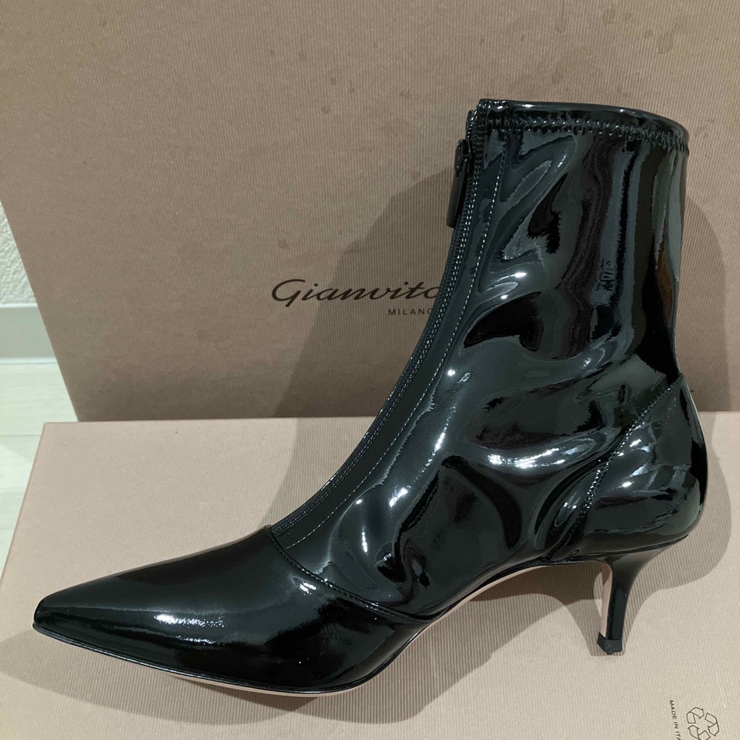 新品未使用 gianvito rossi  パテントブーツ 黒 37 24