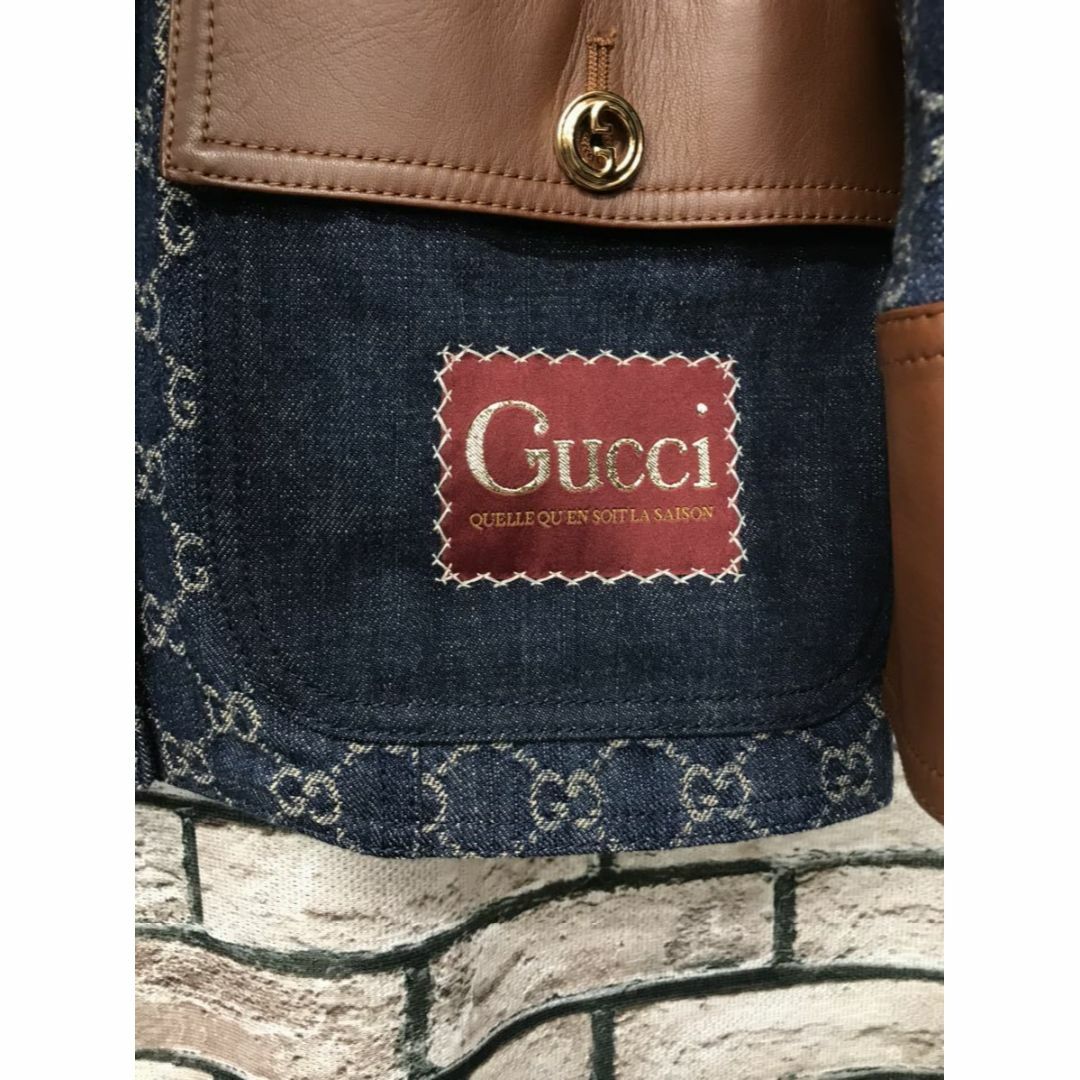 Gucci - グッチ☆レザー切替ウォッシュオーガニックGG柄デニム