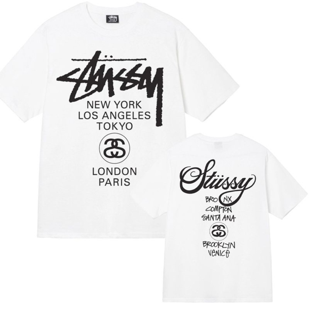 ステューシー Tシャツ ホワイト ワールドツアー L タグ付き