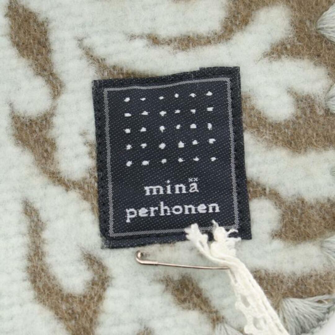 mina perhonen(ミナペルホネン)の ブランケット ウール ライトブルー ブラウン レディースのファッション小物(その他)の商品写真