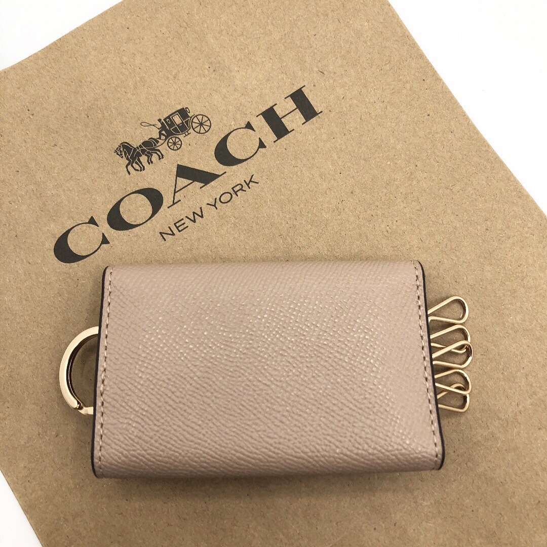 【COACH☆☆大人気】新品☆ファイブ リング キー ケース☆トープ☆レザー☆