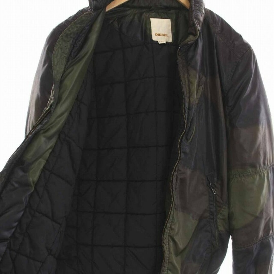 DIESEL(ディーゼル)のDIESEL 中綿ジャケット 総柄 ジップアップ アウター S カーキ 黒 茶 メンズのジャケット/アウター(ブルゾン)の商品写真