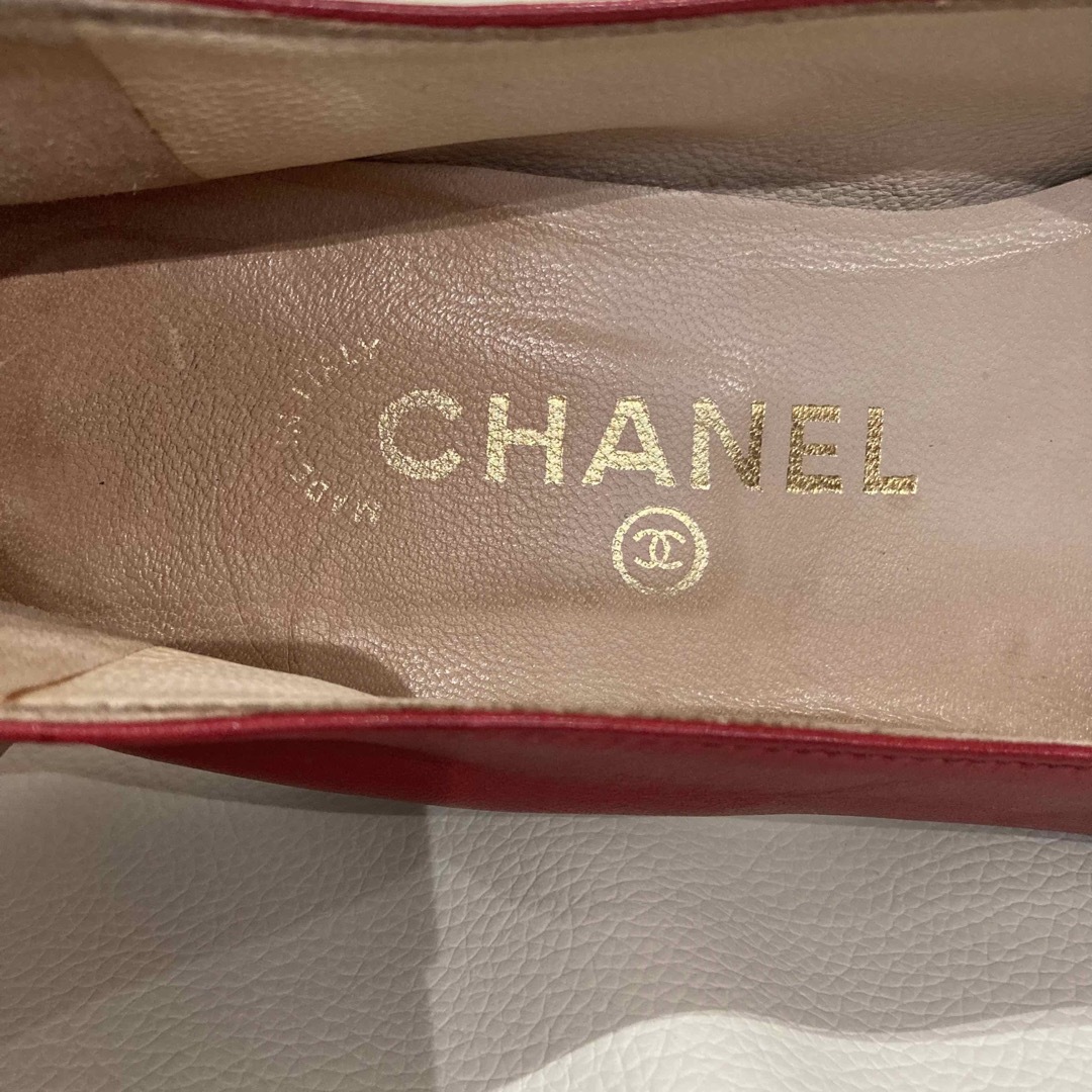 CHANEL 希少　赤　バレエシューズ　37  23.5cm バレリーナ　本革