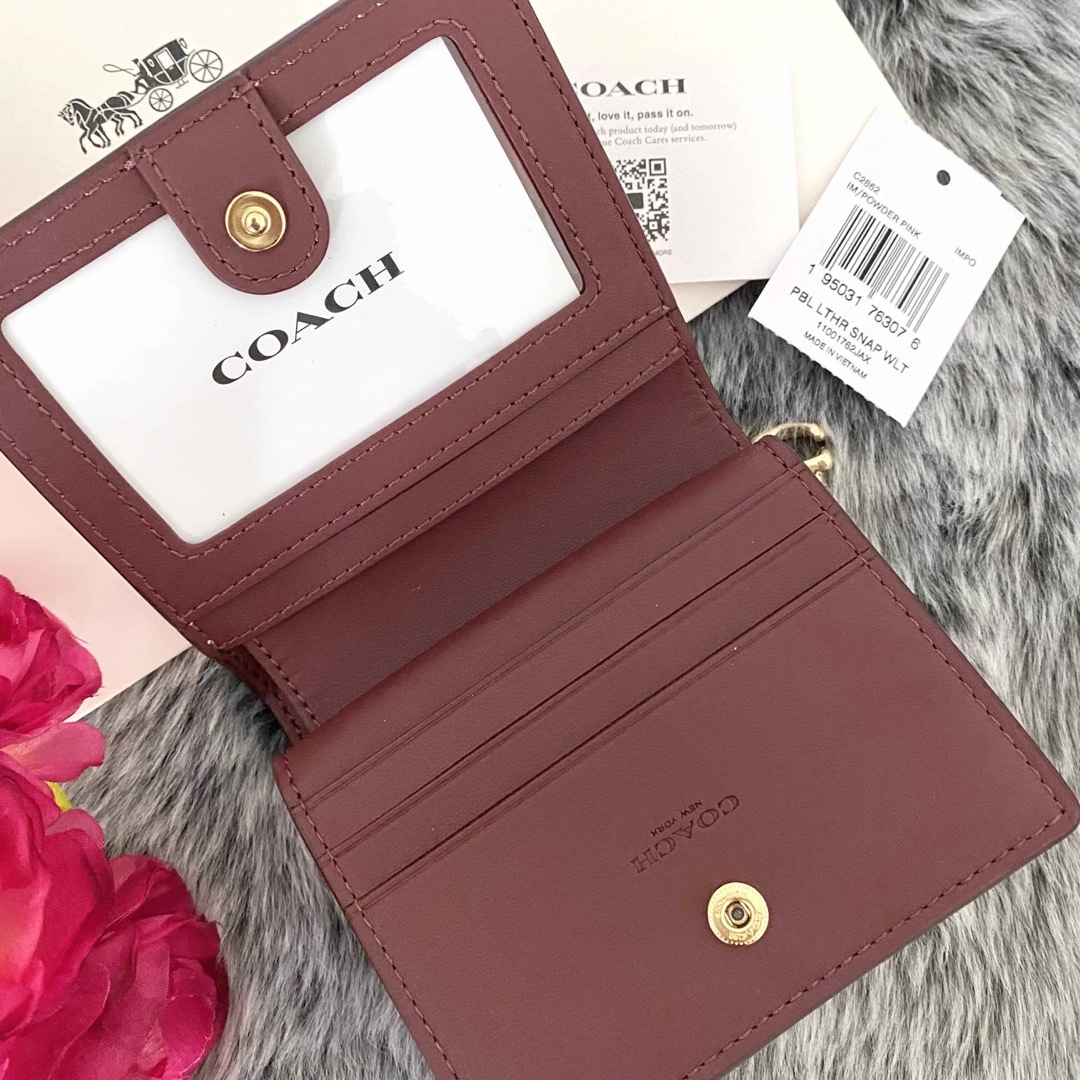 新品☆COACH(コーチ)ライトピンク レザー 折り財布