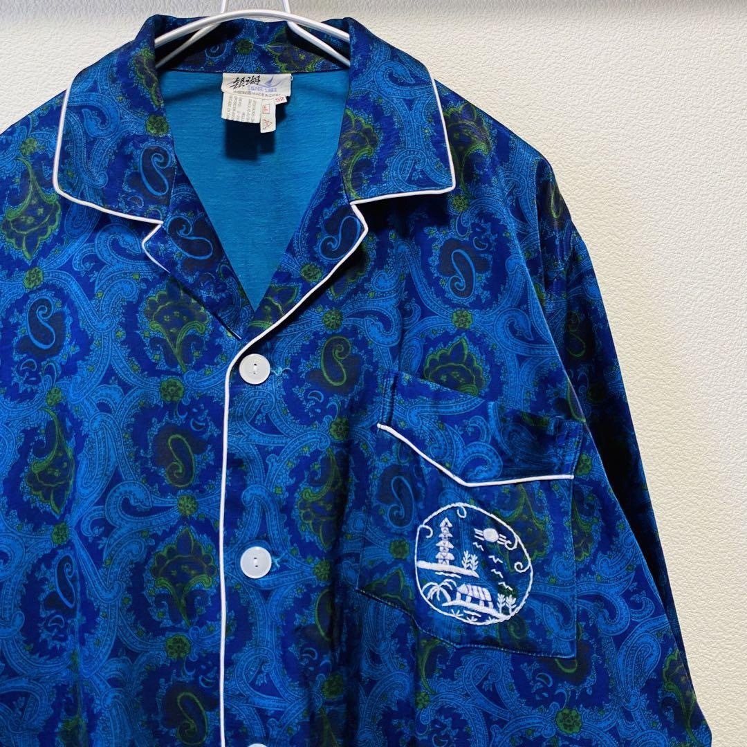 グランジ　80〜90年代　銀湖　総柄刺繍チャイナパジャマシャツジャケット二階堂メンズ