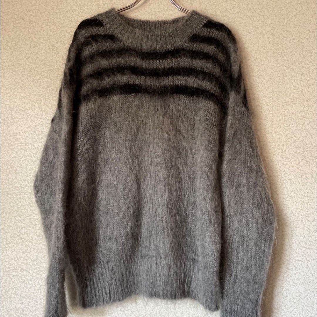 SOPH. モヘアPANELED BORDER CREWNECK KNIT