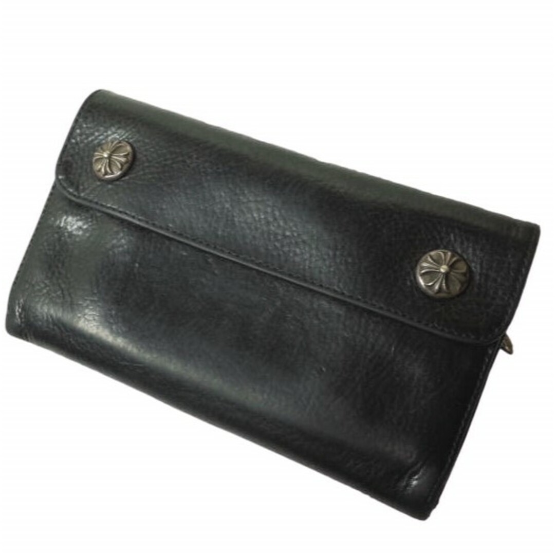 CHROME HEARTS クロムハーツ WAVE WALLET CROSS BUTTONS BLACK HEAVY LEATHER ウェーブウォレット クロスボタンズ ブラックヘビーレザー ブラック 長財布【CHROME HEARTS】