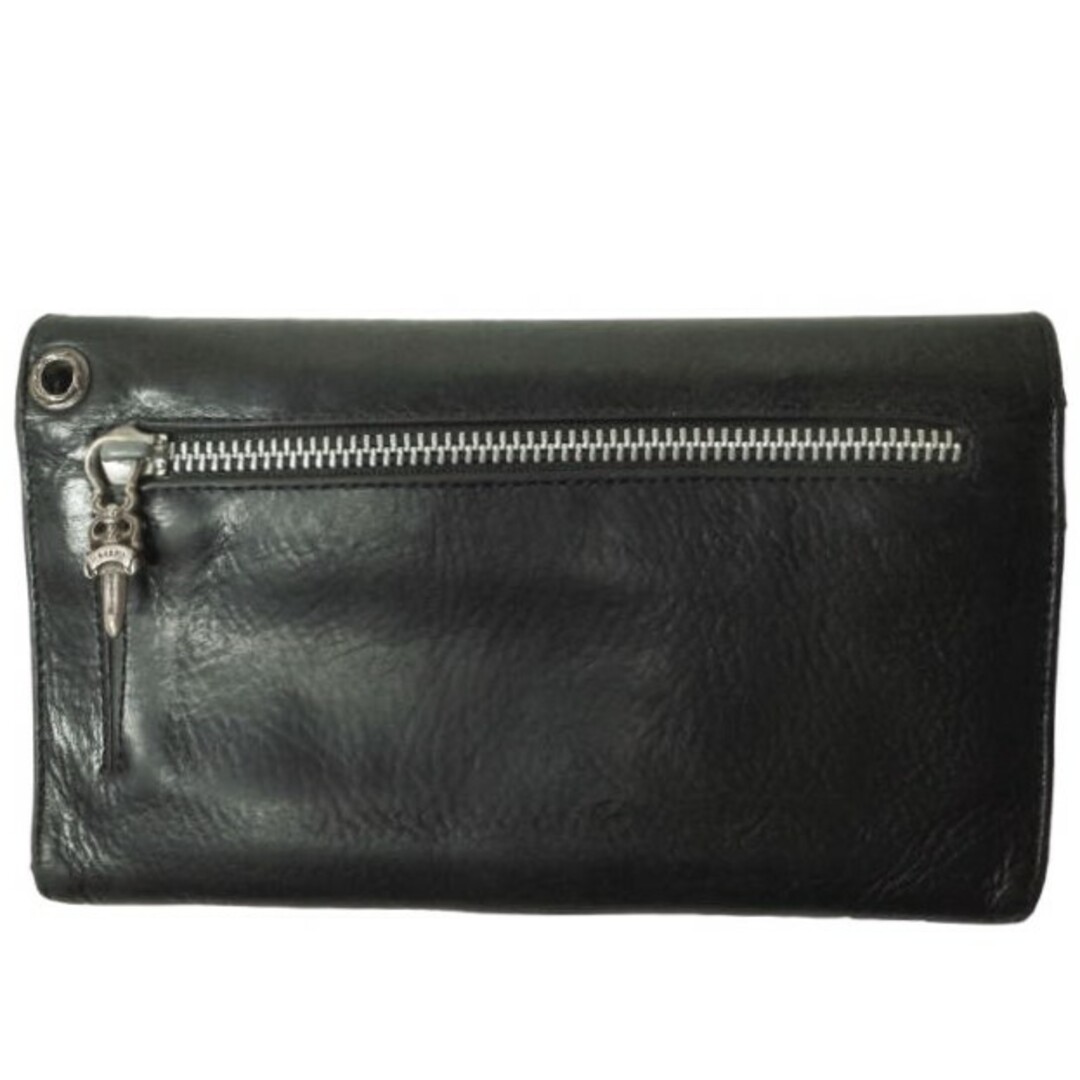 CHROME HEARTS クロムハーツ WAVE WALLET CROSS BUTTONS BLACK HEAVY LEATHER ウェーブウォレット クロスボタンズ ブラックヘビーレザー ブラック 長財布【CHROME HEARTS】