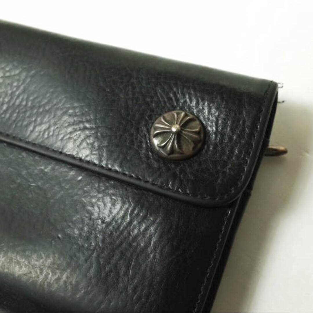 CHROME HEARTS クロムハーツ WAVE WALLET CROSS BUTTONS BLACK HEAVY