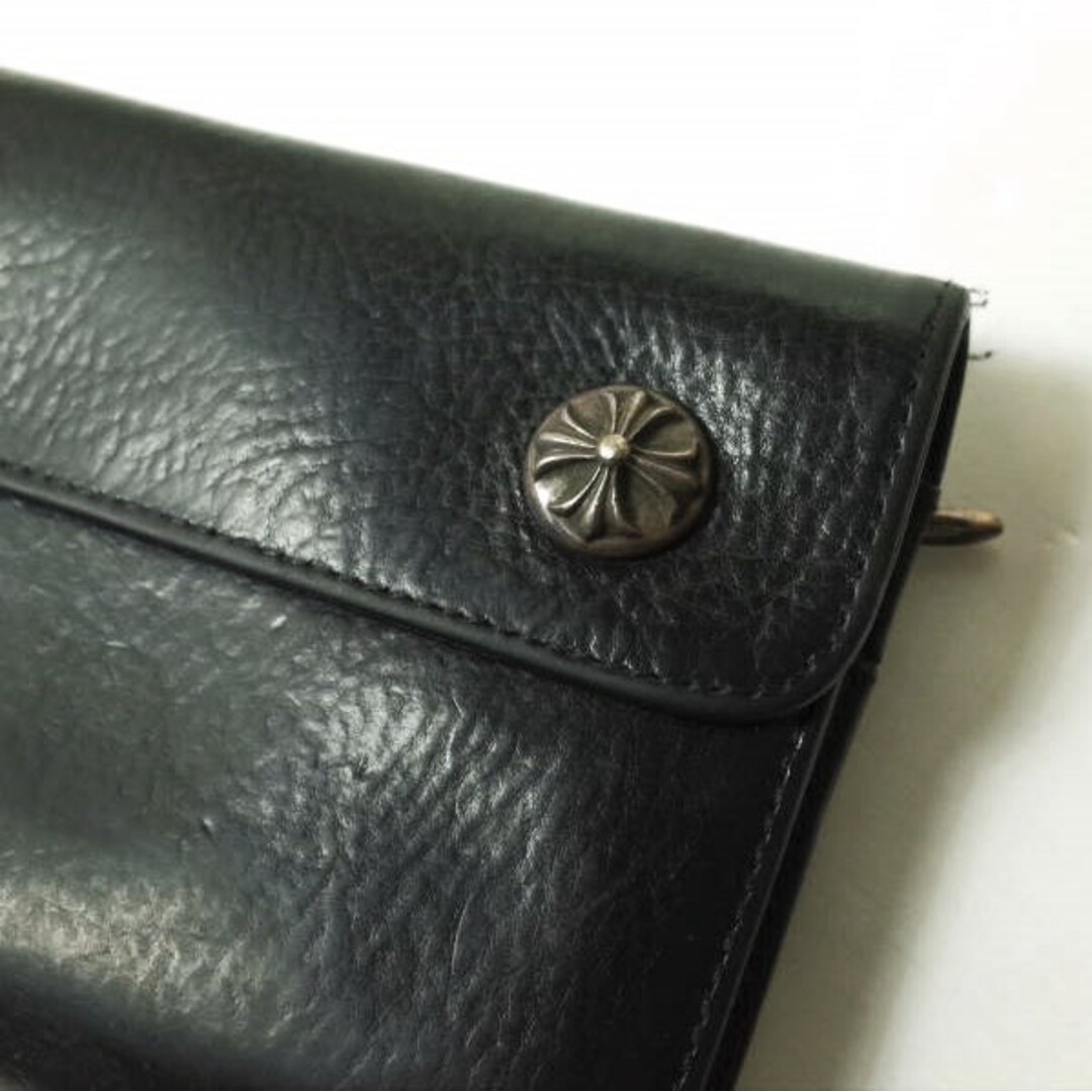 CHROME HEARTS クロムハーツ WAVE WALLET CROSS BUTTONS BLACK HEAVY LEATHER ウェーブウォレット クロスボタンズ ブラックヘビーレザー ブラック 長財布【CHROME HEARTS】