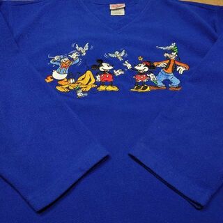90s Disney　キャラ刺繍　フリースプルオーバー　　ディズニー