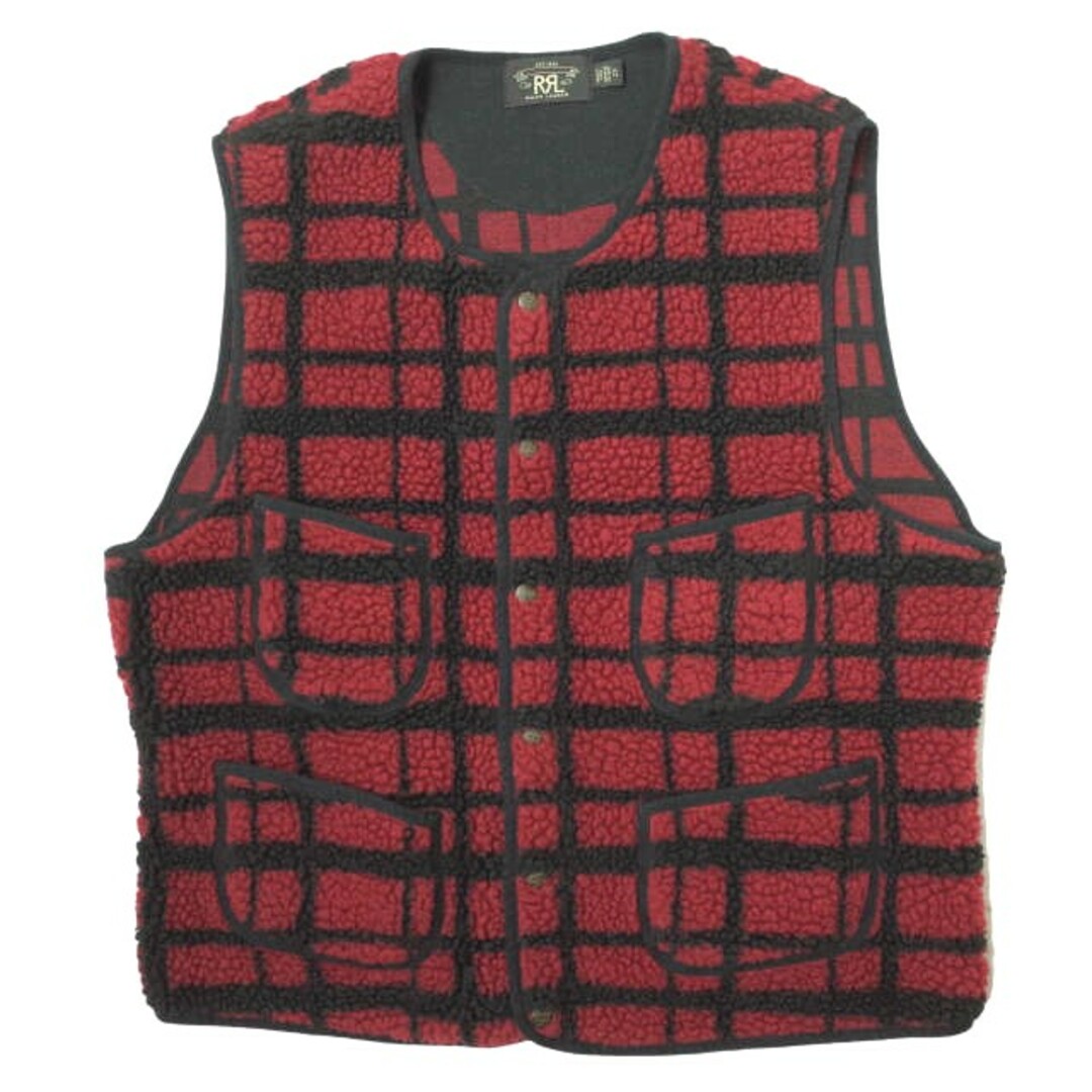 RRL - RRL ダブルアールエル WOOL BLEND FLEECE PLAID VEST シェルパ