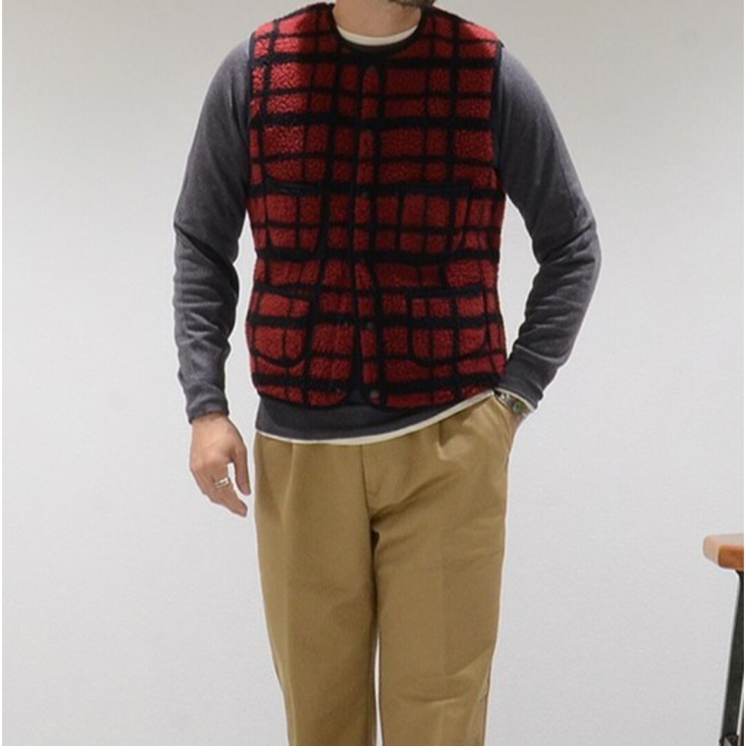 RRL - RRL ダブルアールエル WOOL BLEND FLEECE PLAID VEST シェルパ