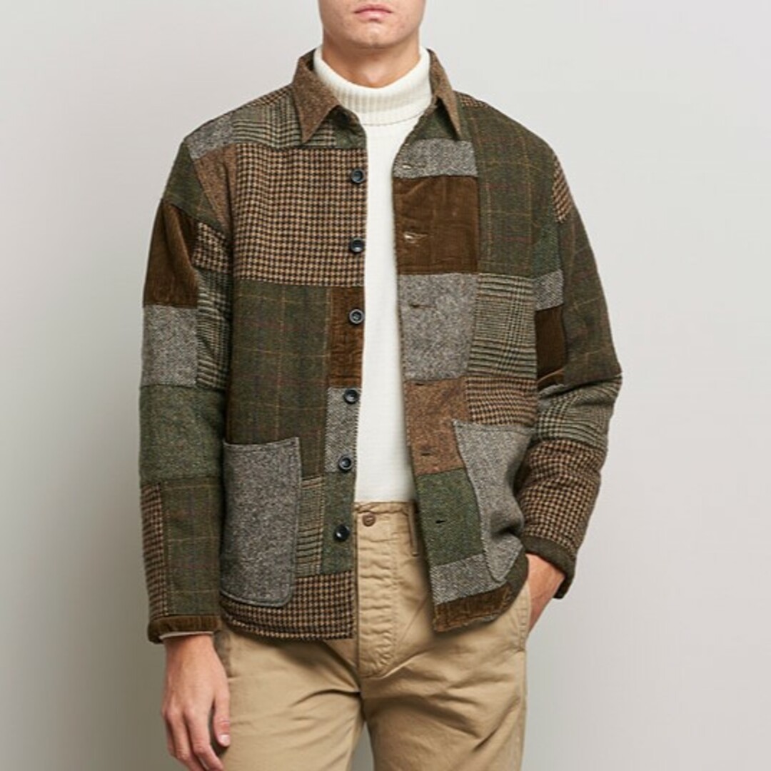 RRL ダブルアールエル LIMITED EDITION Patchwork Tweed Overshirt Jacket パッチワークツイード  オーバーシャツジャケット 782871205001 L Brown Khaki Double RL 中綿 アウター【新古品】【中古】【RRL】