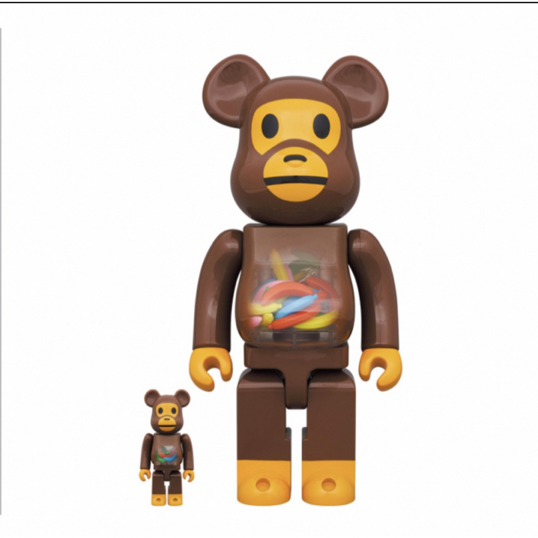 BE@RBRICK(ベアブリック)のBE@RBRICK BABY MILO AND BANANA 100% 400% ハンドメイドのおもちゃ(フィギュア)の商品写真