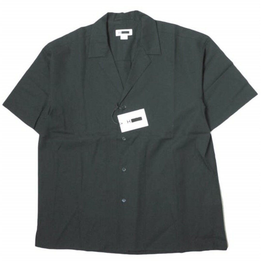 約545cm身幅H BEAUTY&YOUTH エイチ ビューティーアンドユース 日本製 SHORT SLEEVE OPEN COLLAR SHIRT ショートスリーブオープンカラーシャツ 1216-699-2253 L NAVY 半袖 開襟 トップス【新古品】【H BEAUTY&YOUTH】