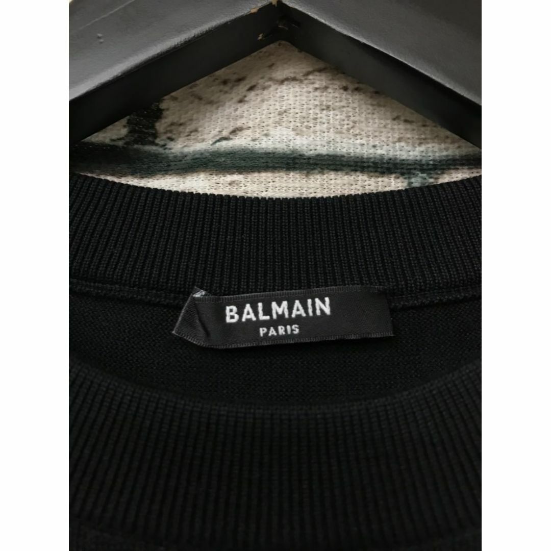 BALMAIN バルマン☆アームボーダーカラー切替ロゴコットンニット