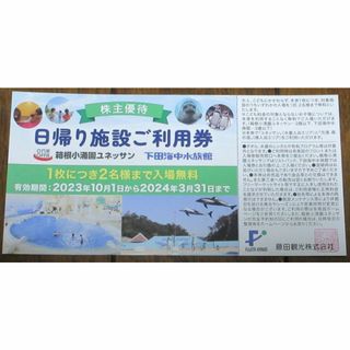 藤田観光 株主優待 日帰り施設ご利用券 2名様 1枚 2024年3月末(水族館)