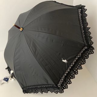 ポロラルフローレン(POLO RALPH LAUREN)の新品⭐️ポロ ラルフローレン 日傘 晴雨兼用パラソル エンブフリル レース 黒(傘)