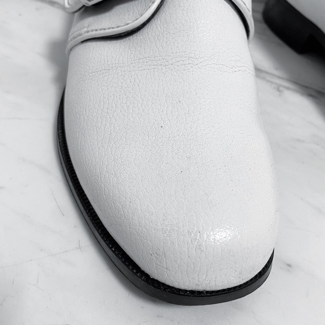 vintage 90s シングルモンク ホワイト 白 レザーシューズ 革靴