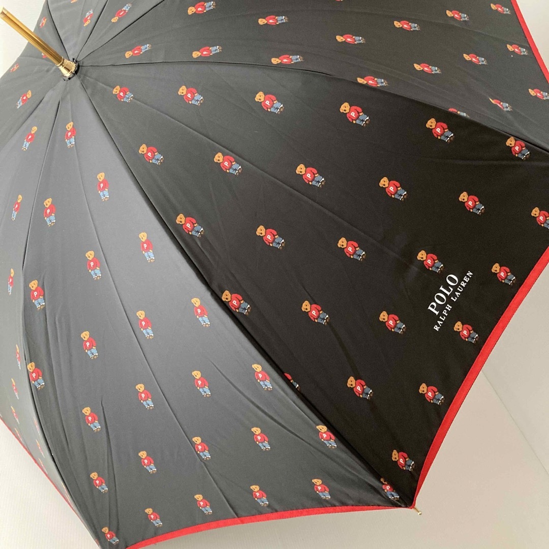 新品⭐️ ポロ ラルフローレン 傘 雨傘 ポロベア クマ 総柄 ブラック系 長傘