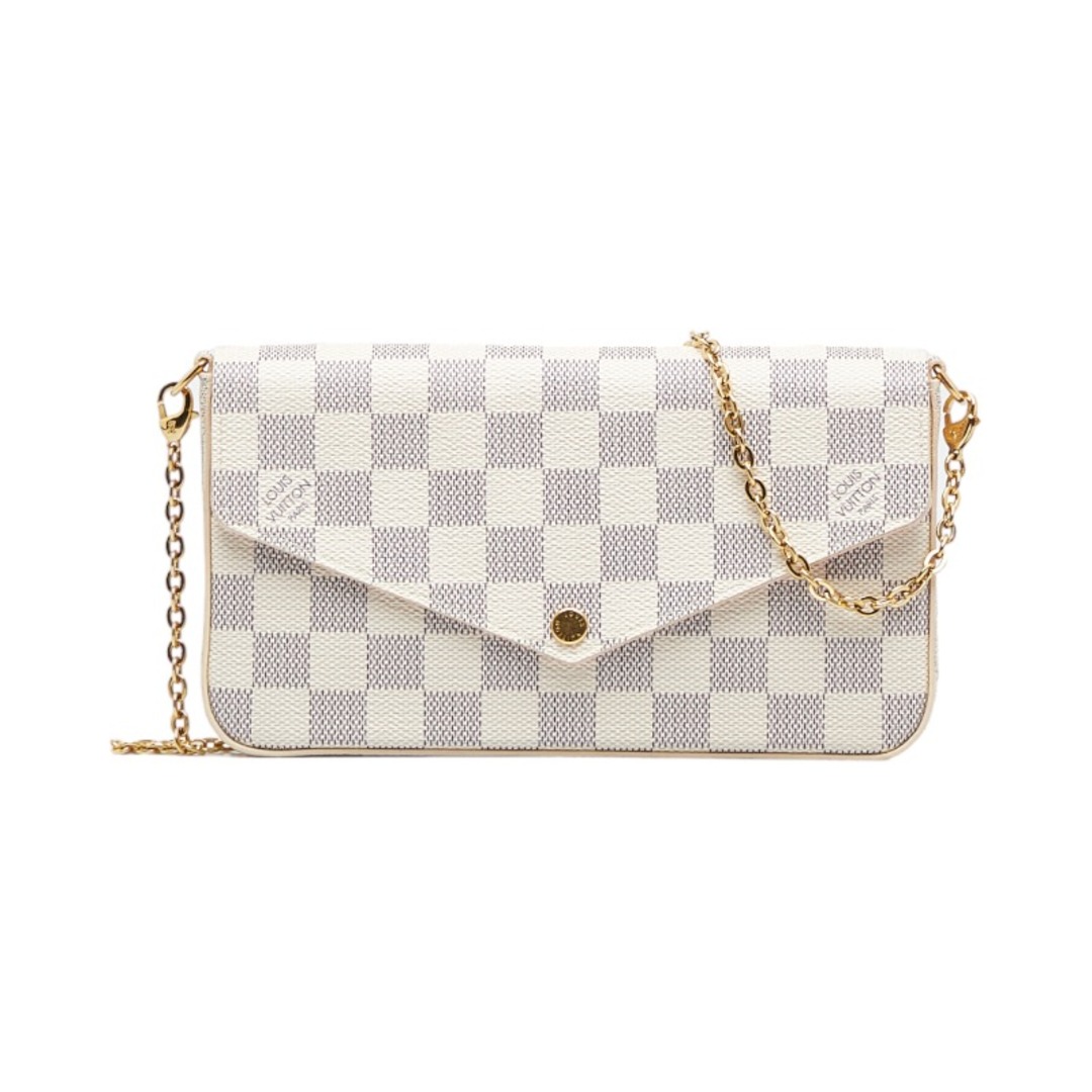 ルイ ヴィトン ダミエ アズール ポシェット フェリシー チェーン 斜め掛け ショルダーバッグ N63106 PVC レディース LOUIS VUITTON 【222-17337】