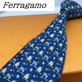 サルヴァトーレフェラガモ(Salvatore Ferragamo)の★ サルヴァトーレフェラガモ ★ ブランド ネクタイ シルク ブルー系(ネクタイ)