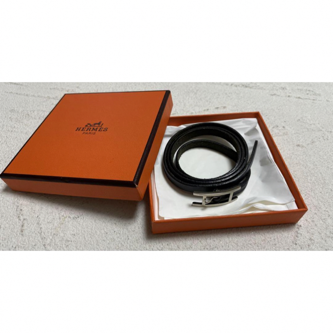 希少品！新品 HERMES エルメス Hロゴ 本革 ベルト黒