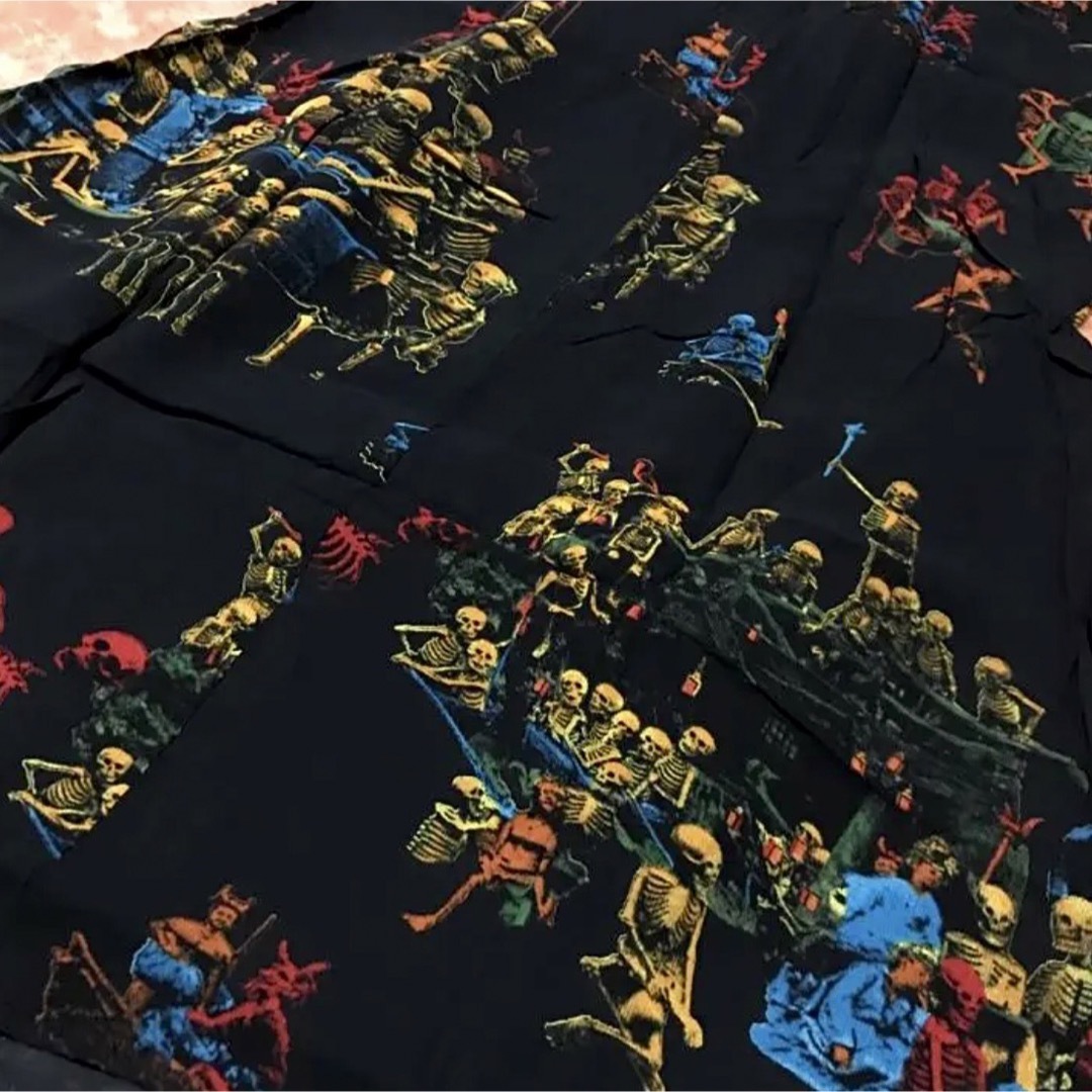 ヒステリックグラマー【美品】スカル 総柄 シフォン 膝丈 フリル ワンピース