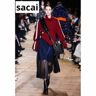 sacai サカイ 22SS Suiting Mix Dress プリーツコンビワンピース ベージュ 1