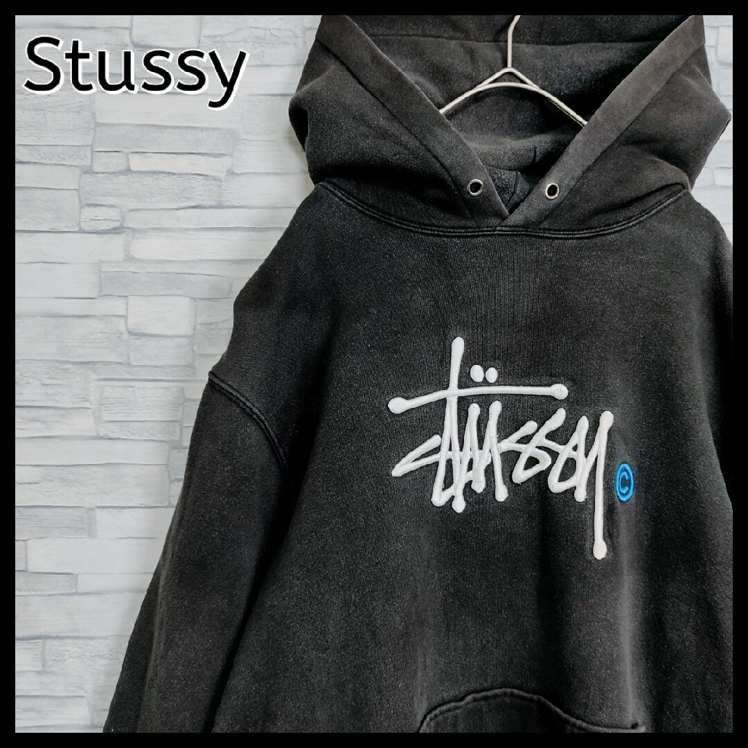 STUSSY - 【人気】ステューシー☆センター刺繍ロゴ＆フードロゴ付