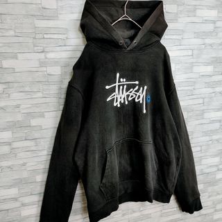 【USA製】STUSSY　ビッグロゴ　old skool　獅子　パーカー　黒　M