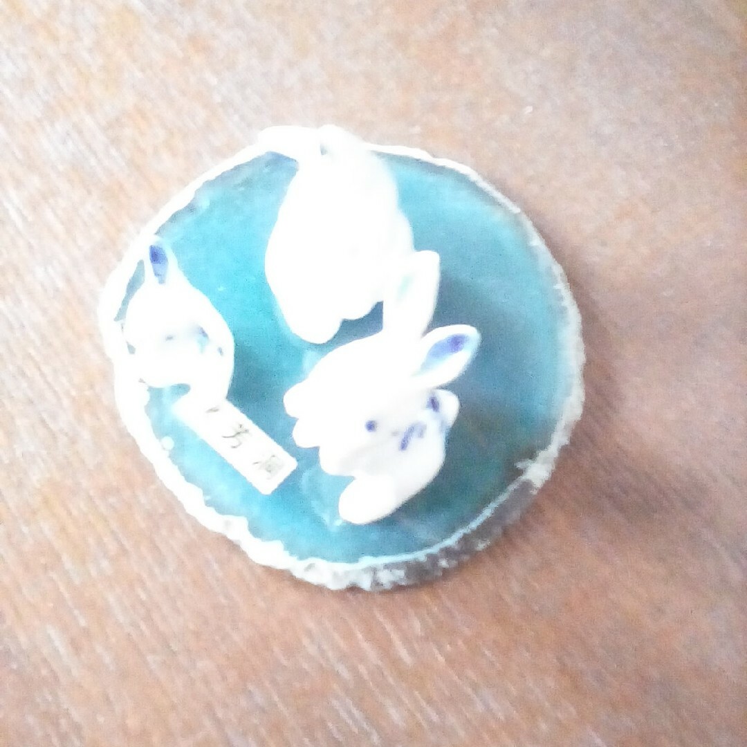 ウサギ 小型3羽 置物陶器製