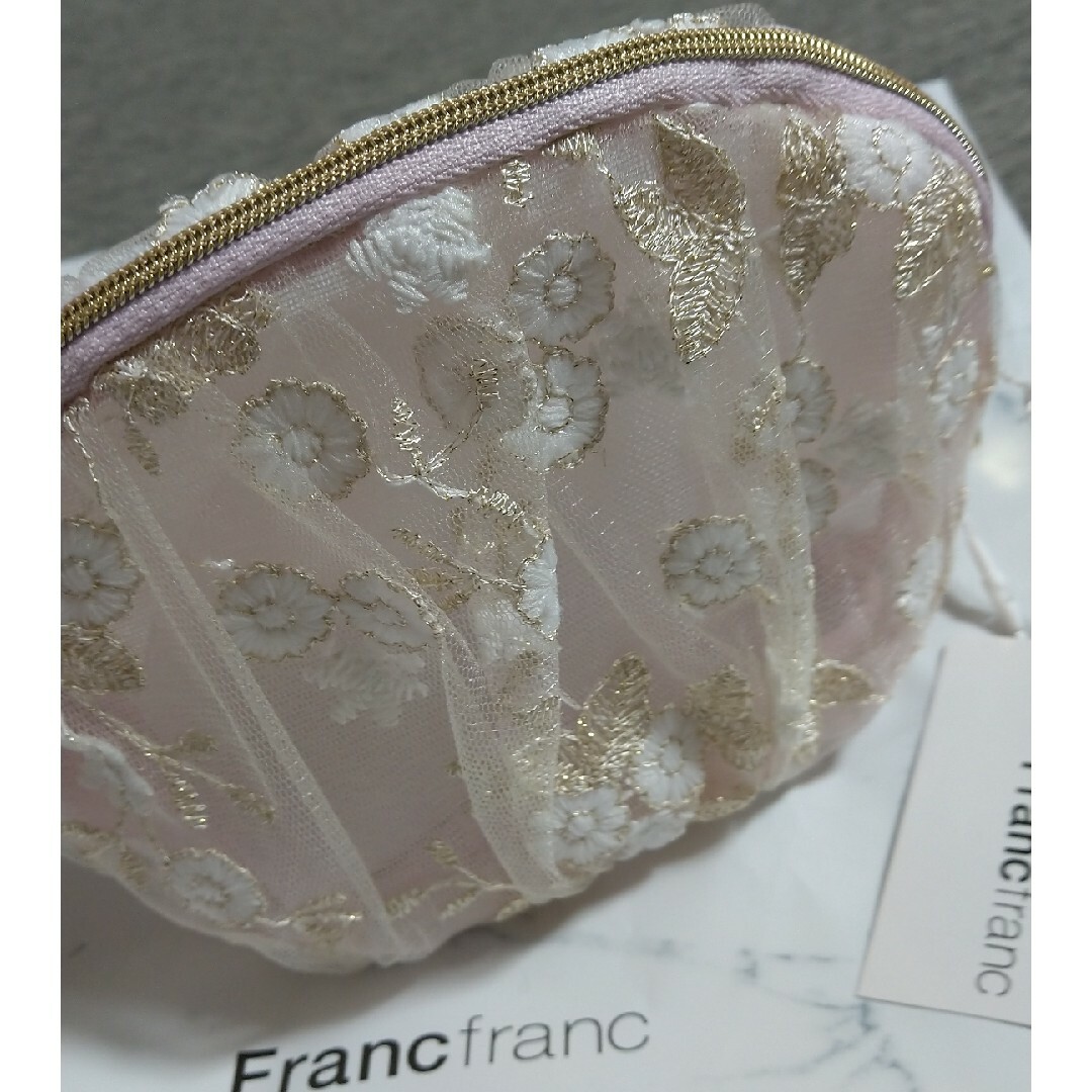 Francfranc(フランフラン)のFrancfrancチュールラウンドポーチ 新品未使用 レディースのファッション小物(ポーチ)の商品写真