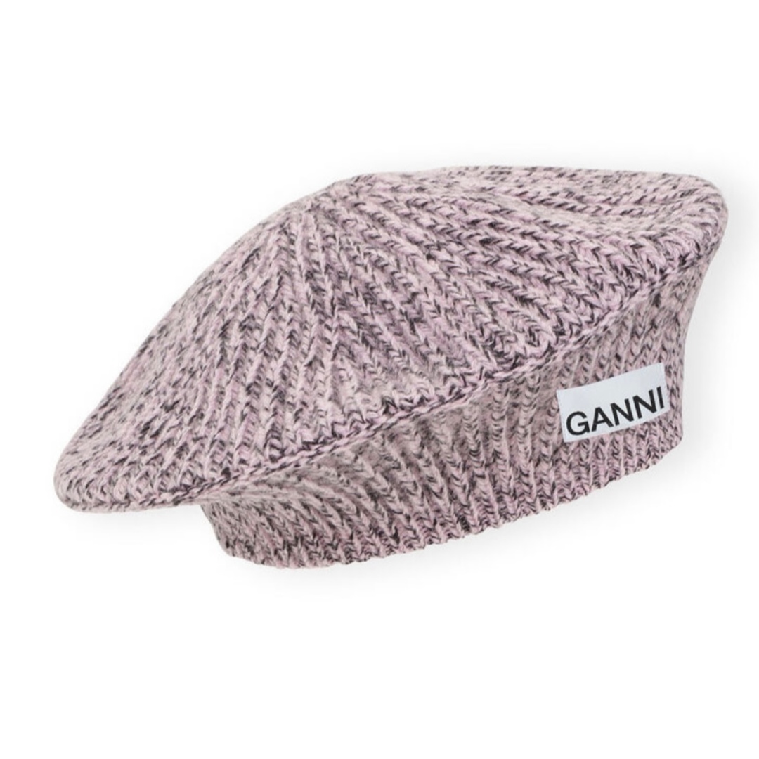 Ganni ベレー帽　ピンク　ブラック