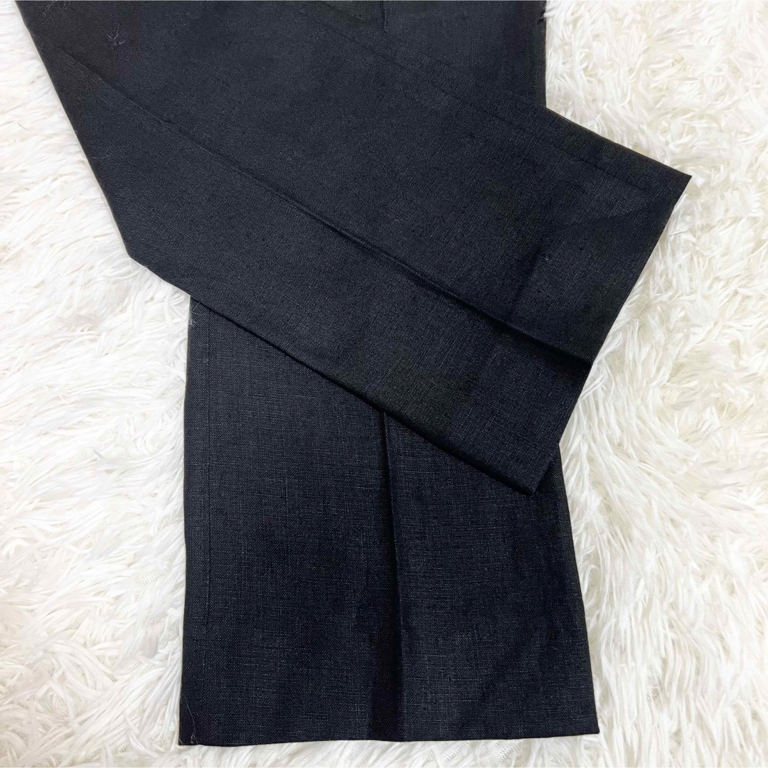 美品✨Max Mara センタープレス スラックスパンツ リネン 黒 L 白タグ 美品✨Max Mara センタープレス スラックスパンツ リネン 黒 L 白タグ