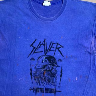 WGO バンド Tシャツ ビンテージ 古着 紫 SLAYER スレイヤー　ドクロ(Tシャツ/カットソー(半袖/袖なし))