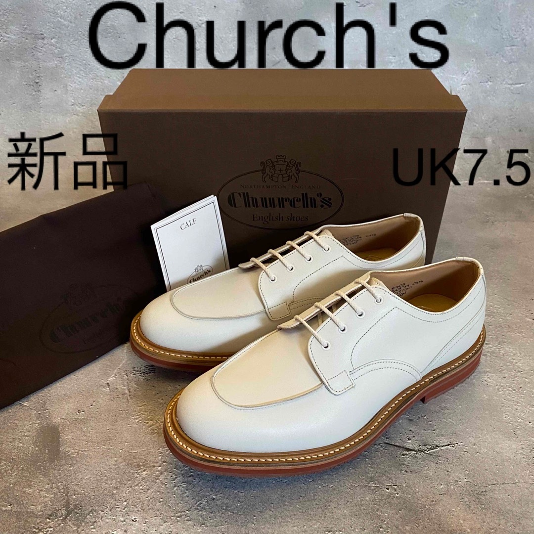 Church's - 新品 Church's ホワイトレザー ダービーシューズ レッド