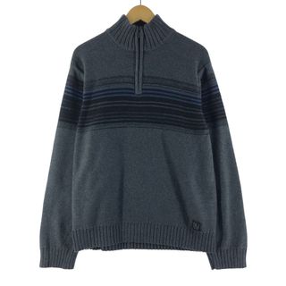 カルバンクライン(Calvin Klein)の古着 カルバンクライン Calvin klein JEANS ボーダー柄 コットンニットハーフジップセーター メンズXL /eaa371267(ニット/セーター)