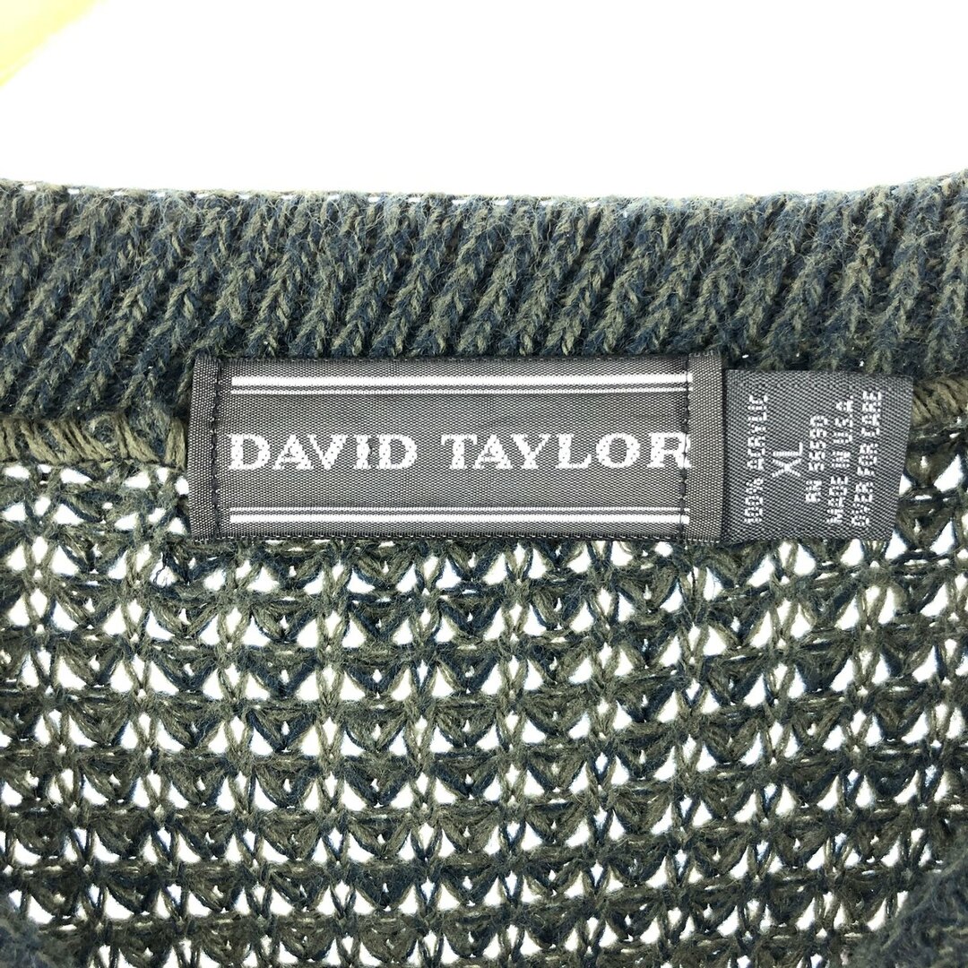 古着 80年代 DAVID TAYLOR 総柄 アクリルニットセーター USA製 メンズ
