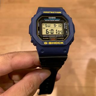 CASIO G-SHOCK DW-5600 ゴールド液晶　カスタム　ブルー(腕時計(デジタル))