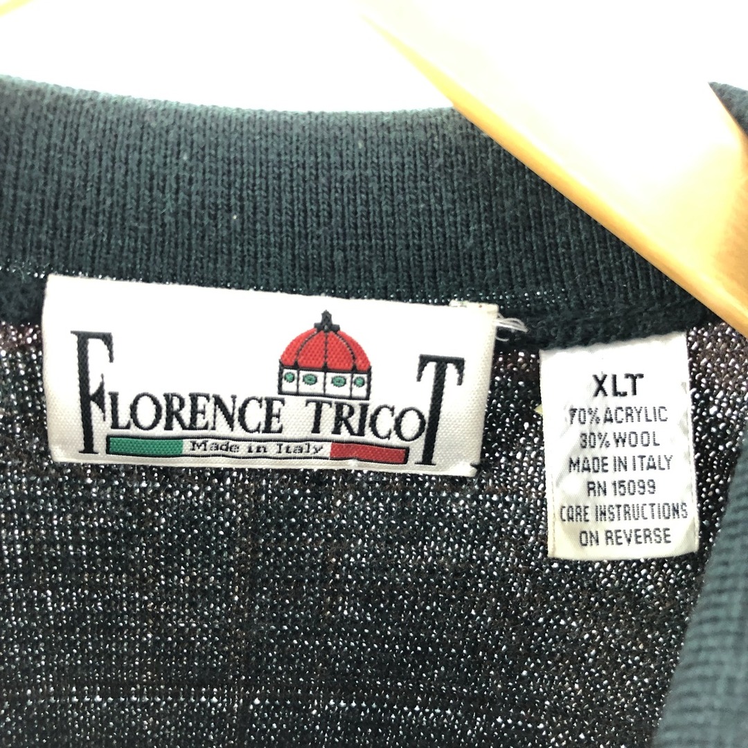古着 90年代 FLORENCE TRICOT チェック柄 襟付き ハーフボタン アクリル×ウールニットセーター イタリア製 メンズXXL ヴィンテージ /eaa371956 メンズのトップス(ニット/セーター)の商品写真