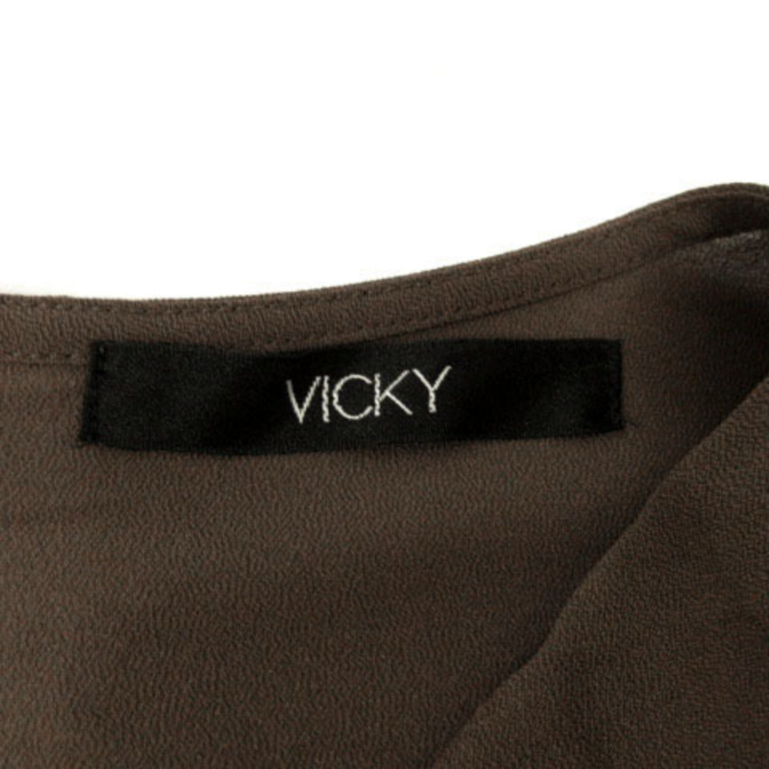 VICKY(ビッキー)のビッキー VICKY カットソー ノースリーブ ドレープ ブラウン 茶 2 レディースのトップス(カットソー(半袖/袖なし))の商品写真