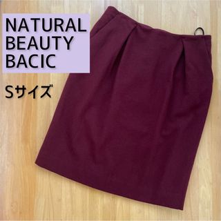 ナチュラルビューティーベーシック(NATURAL BEAUTY BASIC)のナチュラルビューティーベーシック セミフレアスカート ワインレッド スカート S(ひざ丈スカート)